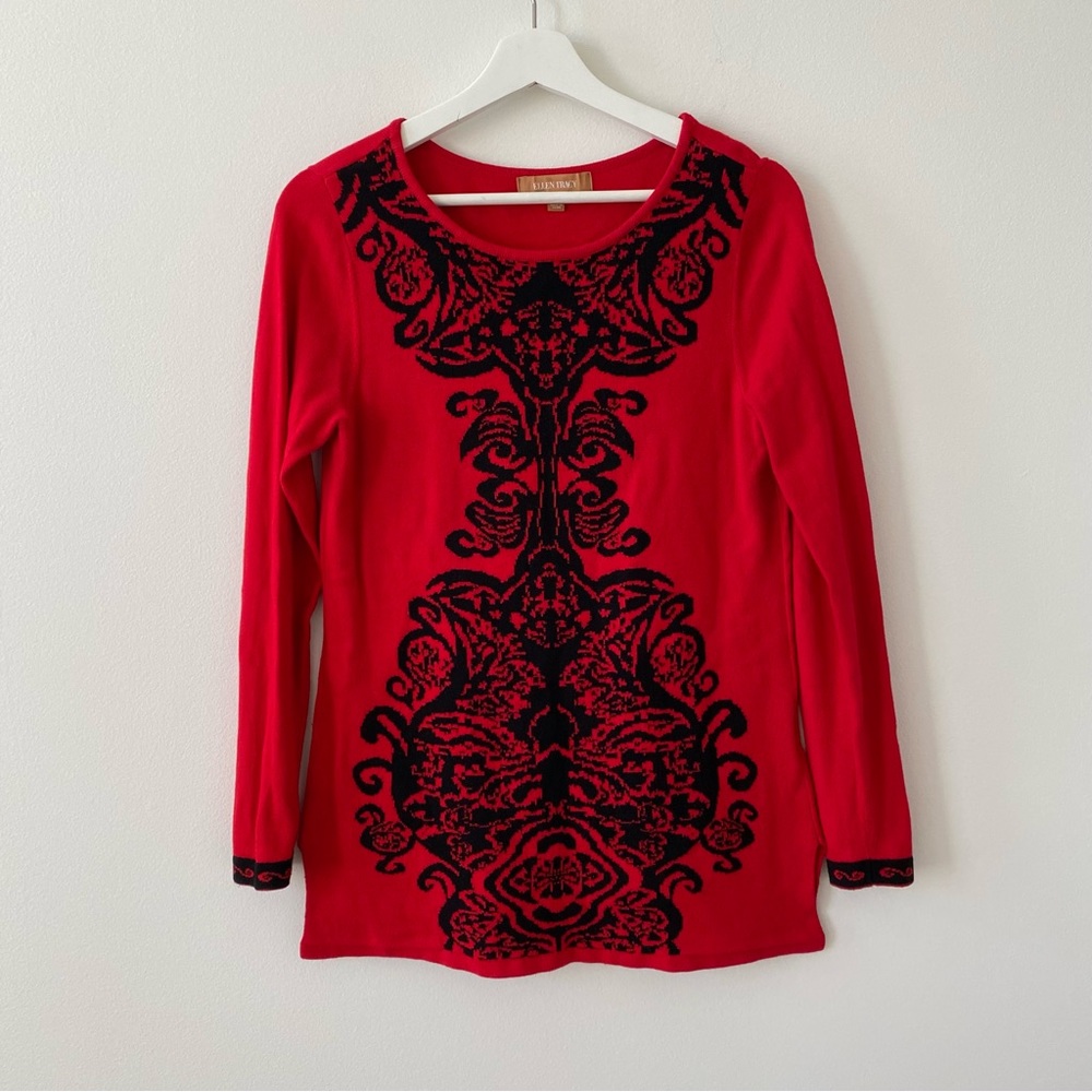 Ellen Tracy Women’s Red Sweater Tunic GUC